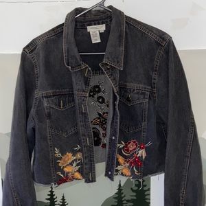 floral embroidery coldwater creek jean jacket